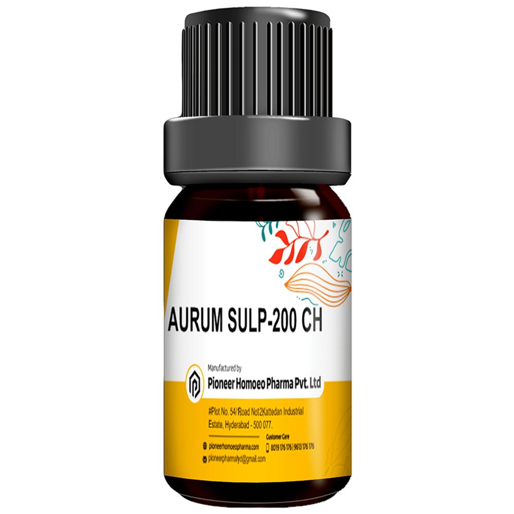 Pioneer Pharma Aurum Sulph Globules Pellet Multidose Pills 200 CH bottle of 150 tablets Pioneer Pharma Aurum Sulph Globules Pellet Multidose Pills 200 CH bottle of 150 tablets