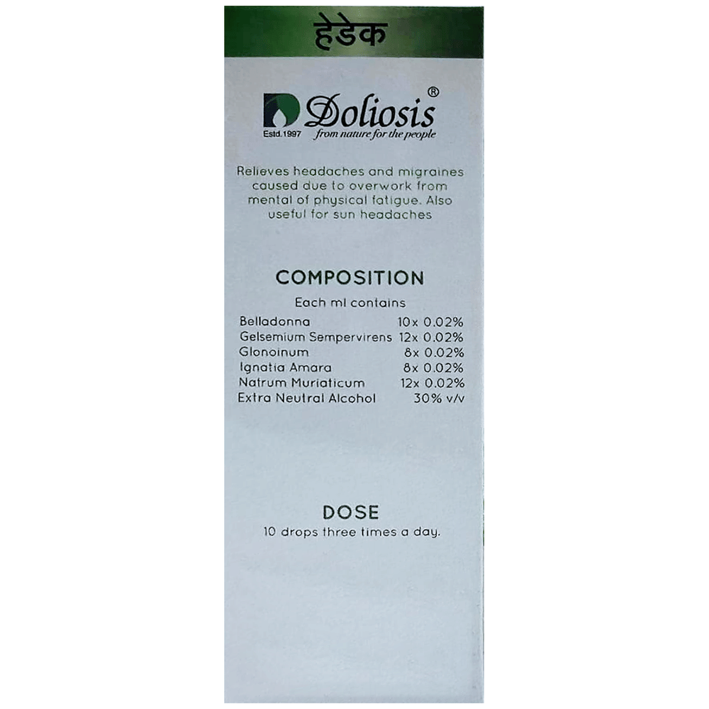 Doliosis D3 Headache Liquid Complex bottle of 30 ml Drop