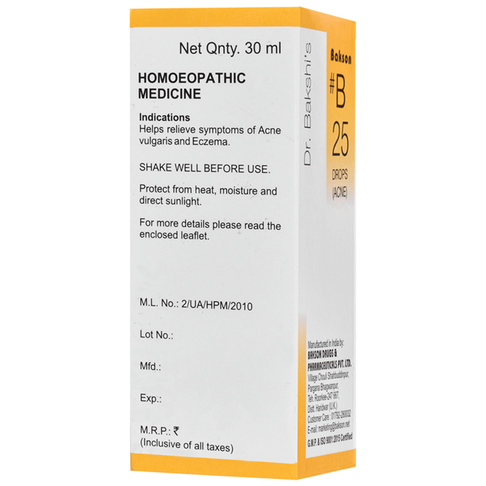 Bakson B25 Acne Drop bottle of 30 ml Drop