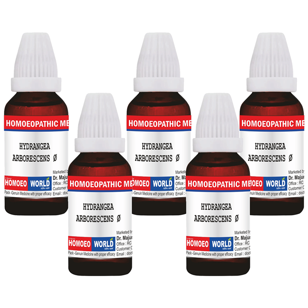 Dr. Majumder Homeo World Hydrangea Arborescens Mother Tincture (30ml Each) Q combo pack of 5 bottles