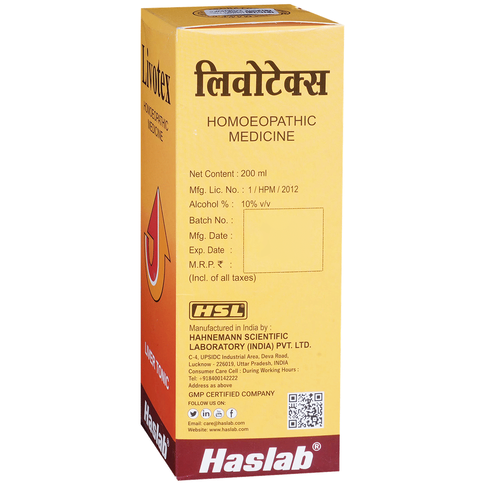 Haslab Livotex Liver Tonic bottle of 200 ml Tonic Haslab Livotex Liver Tonic bottle of 200 ml Tonic