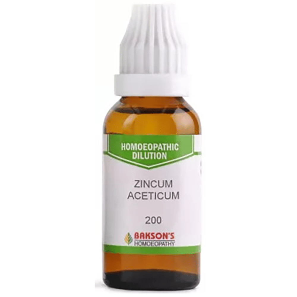 Bakson's Homeopathy Zincum Aceticum Dilution 200 bottle of 30 ml Dilution Bakson's Homeopathy Zincum Aceticum Dilution 200 bottle of 30 ml Dilution