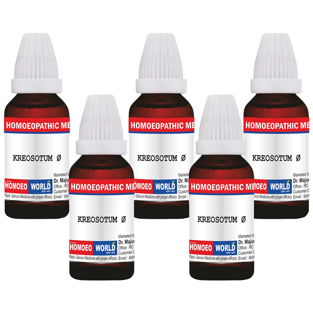 Dr. Majumder Homeo World Kreosotum Mother Tincture (30ml Each) Q combo pack of 5 bottles