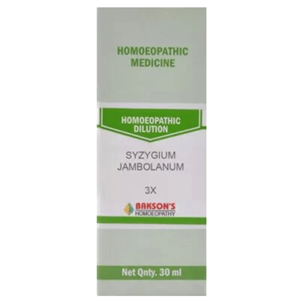 Bakson's Homeopathy Syzygium Jambolanum Dilution 3X bottle of 30 ml Dilution