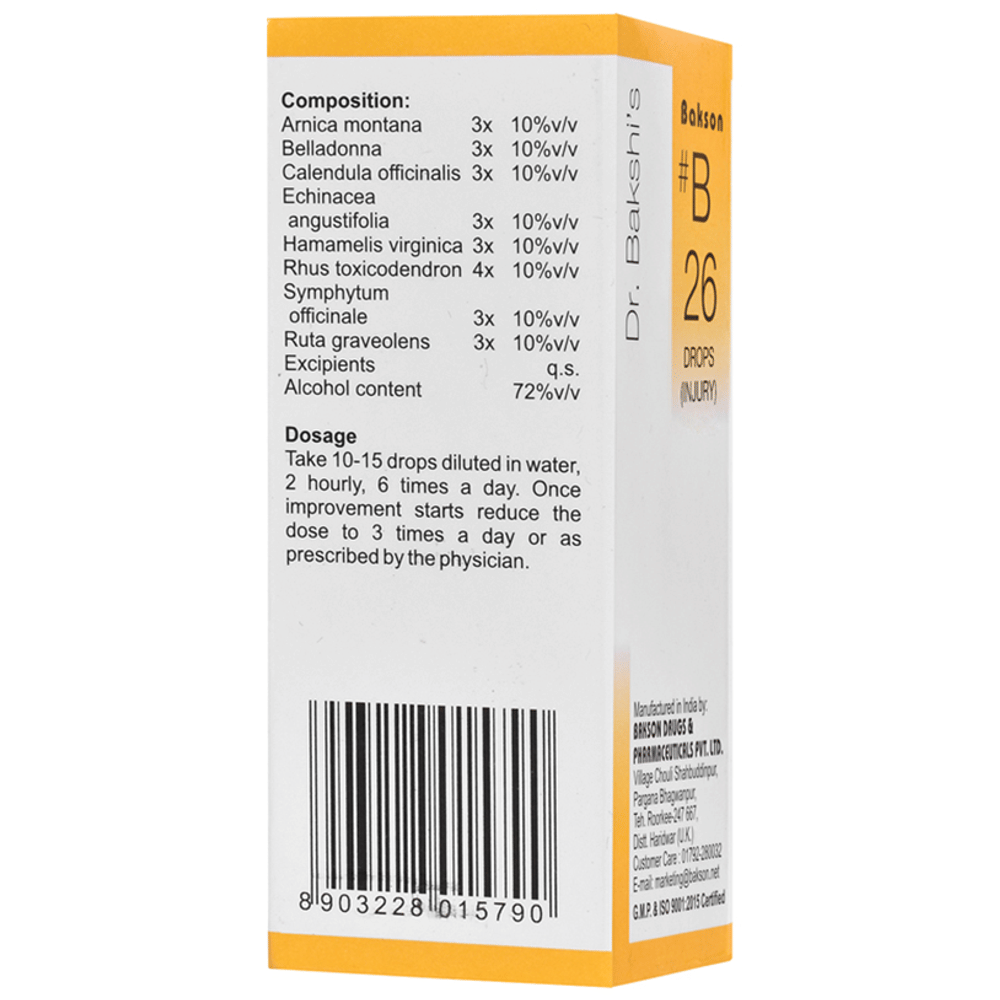 Bakson B26 Injury Drop bottle of 30 ml Drop