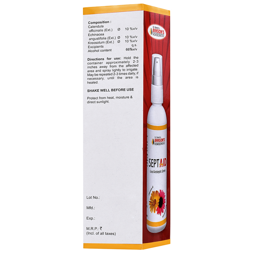 Bakson's Homeopathy Sept Aid Spray bottle of 100 ml Spray Bakson's Homeopathy Sept Aid Spray bottle of 100 ml Spray