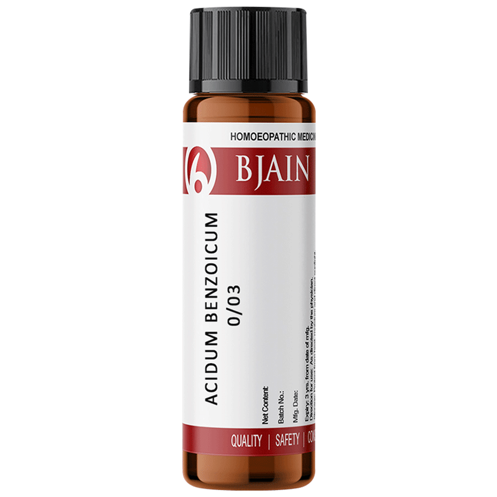 Bjain Acidum Benzoicum Globules 0/3 LM bottle of 6 gm Globules