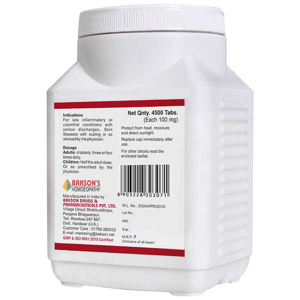 Bakson's Homeopathy Kali Sulphuricum Biochemic Tablet 3X bottle of 4500 biochemic tablets