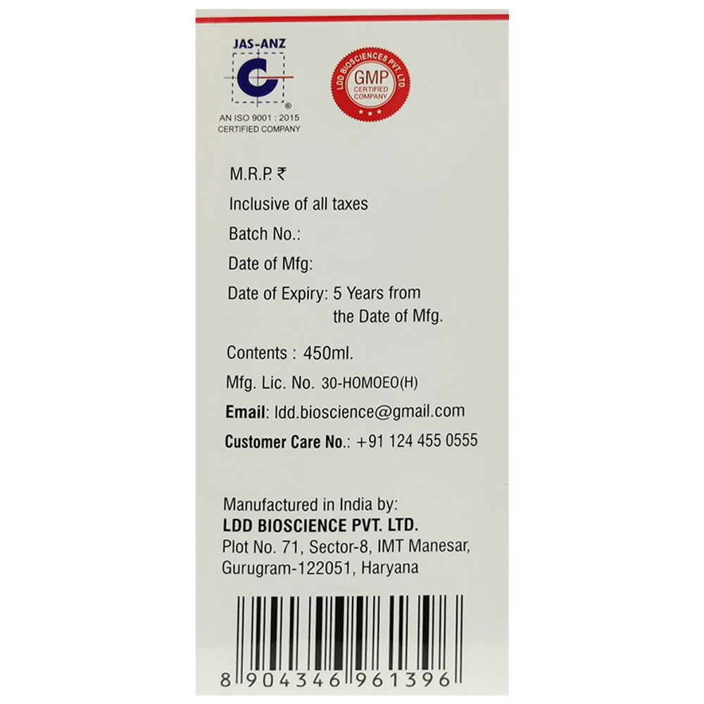 LDD Bioscience Sarsa Pure Blood Purifier Syrup bottle of 450 ml Syrup