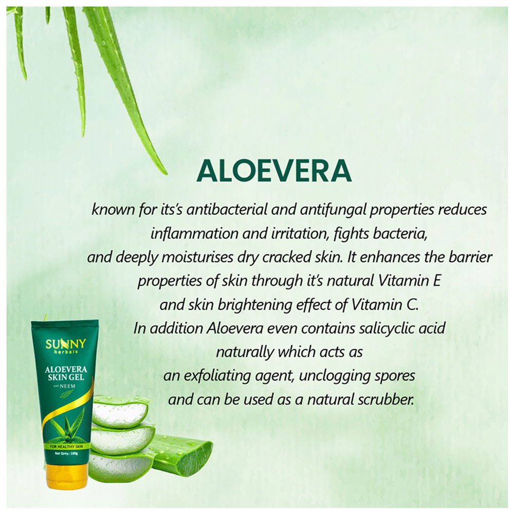 Sunny Herbals Aloe Vera Skin Gel jar of 100 gm Gel