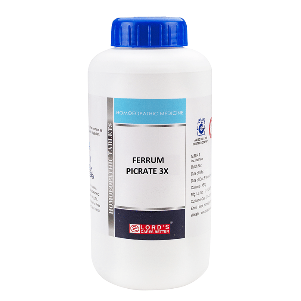 Lord's Ferrum Pic Trituration Tablet 3X bottle of 450 gm Trituration Tablet Lord's Ferrum Pic Trituration Tablet 3X bottle of 450 gm Trituration Tablet