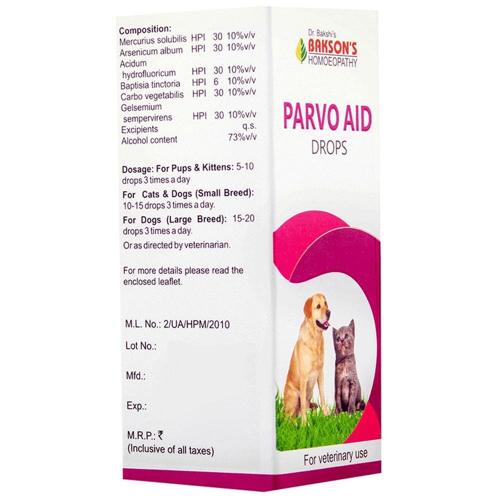 Bakson's Homeopathy Parvo Aid Drop for Veterinary Use bottle of 30 ml Drop Bakson's Homeopathy Parvo Aid Drop for Veterinary Use bottle of 30 ml Drop