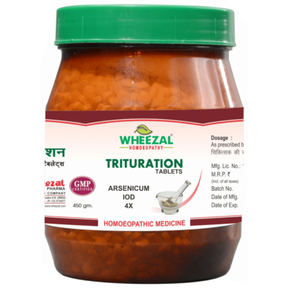 Wheezal Arsenicum Iod Trituration Tablet 4X jar of 450 gm Trituration Tablet
