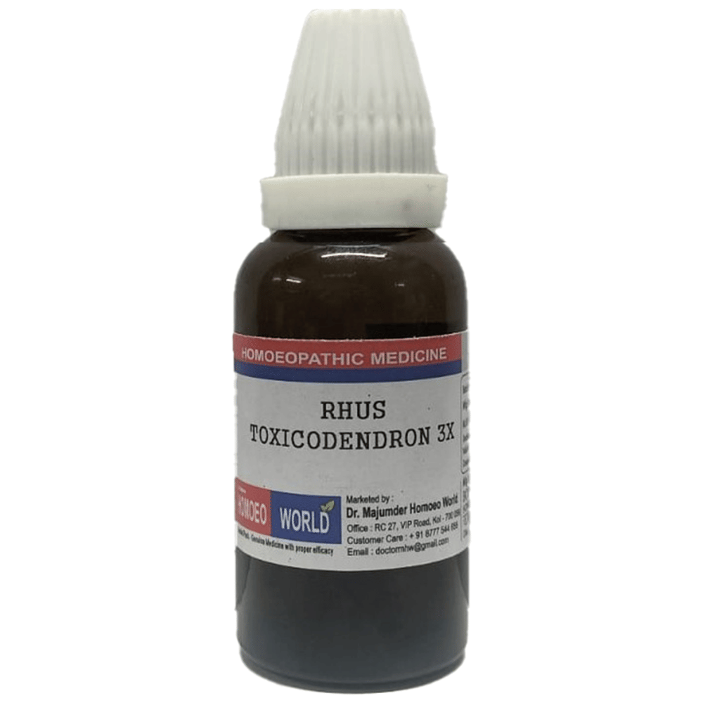 Dr. Majumder Homeo World Rhus Toxicodendron Dilution 3X (30ml Each) combo pack of 6 bottles Dr. Majumder Homeo World Rhus Toxicodendron Dilution 3X (30ml Each) combo pack of 6 bottles