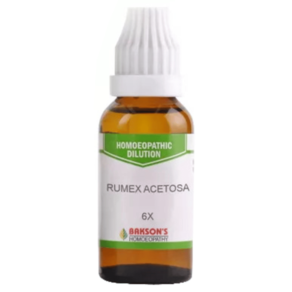 Bakson's Homeopathy Rumex Acetosa Dilution 6X bottle of 30 ml Dilution Bakson's Homeopathy Rumex Acetosa Dilution 6X bottle of 30 ml Dilution