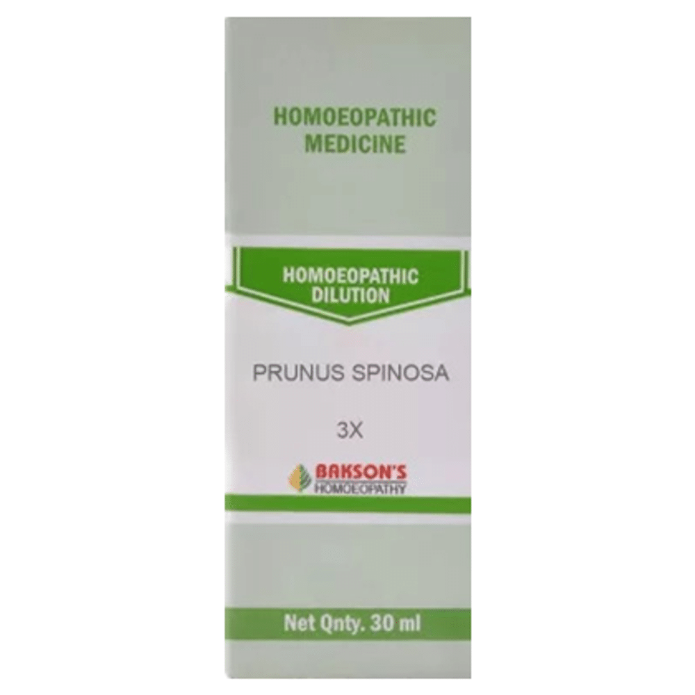 Bakson's Homeopathy Prunus Spinosa Dilution 3X bottle of 30 ml Dilution