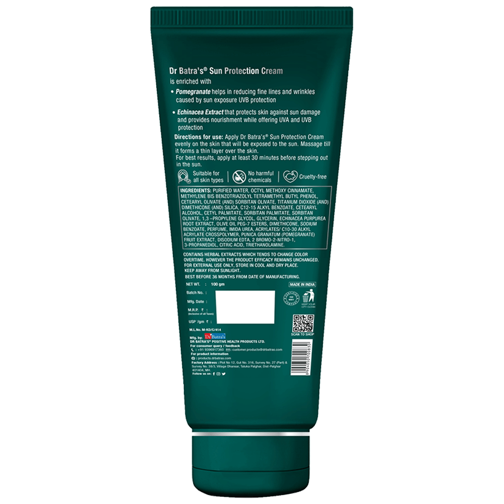 Dr Batra's Sun Protection Cream SPF 30 tube of 100 gm Cream Dr Batra's Sun Protection Cream SPF 30 tube of 100 gm Cream