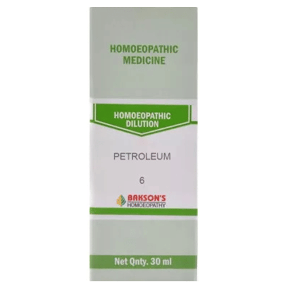 Bakson's Homeopathy Petroleum Dilution 6 CH bottle of 30 ml Dilution