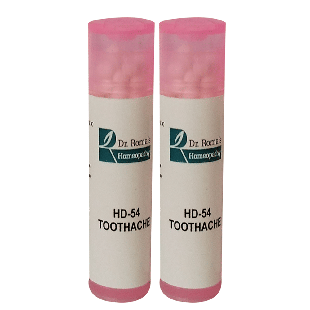 Dr. Romas Homeopathy HD-54 Toothache, 2 Bottles of 2 Dram packet of 2 bottles