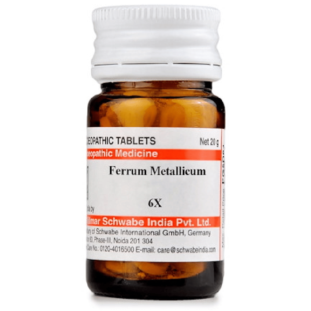 Dr Willmar Schwabe India Ferrum Metallicum Trituration Tablet 6X bottle of 20 gm Trituration Tablet