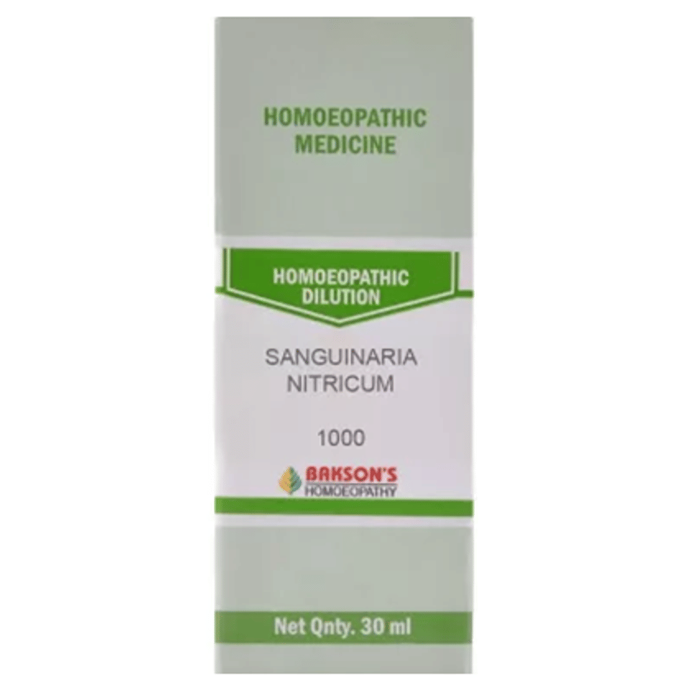 Bakson's Homeopathy Sanguinaria Nitricum Dilution 1000 CH bottle of 30 ml Dilution