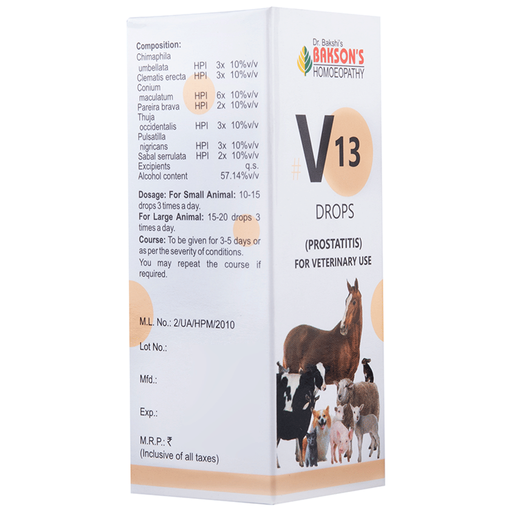 Bakson's Homeopathy V13 Prostatitis Drop for Veterinary Use bottle of 30 ml Drop