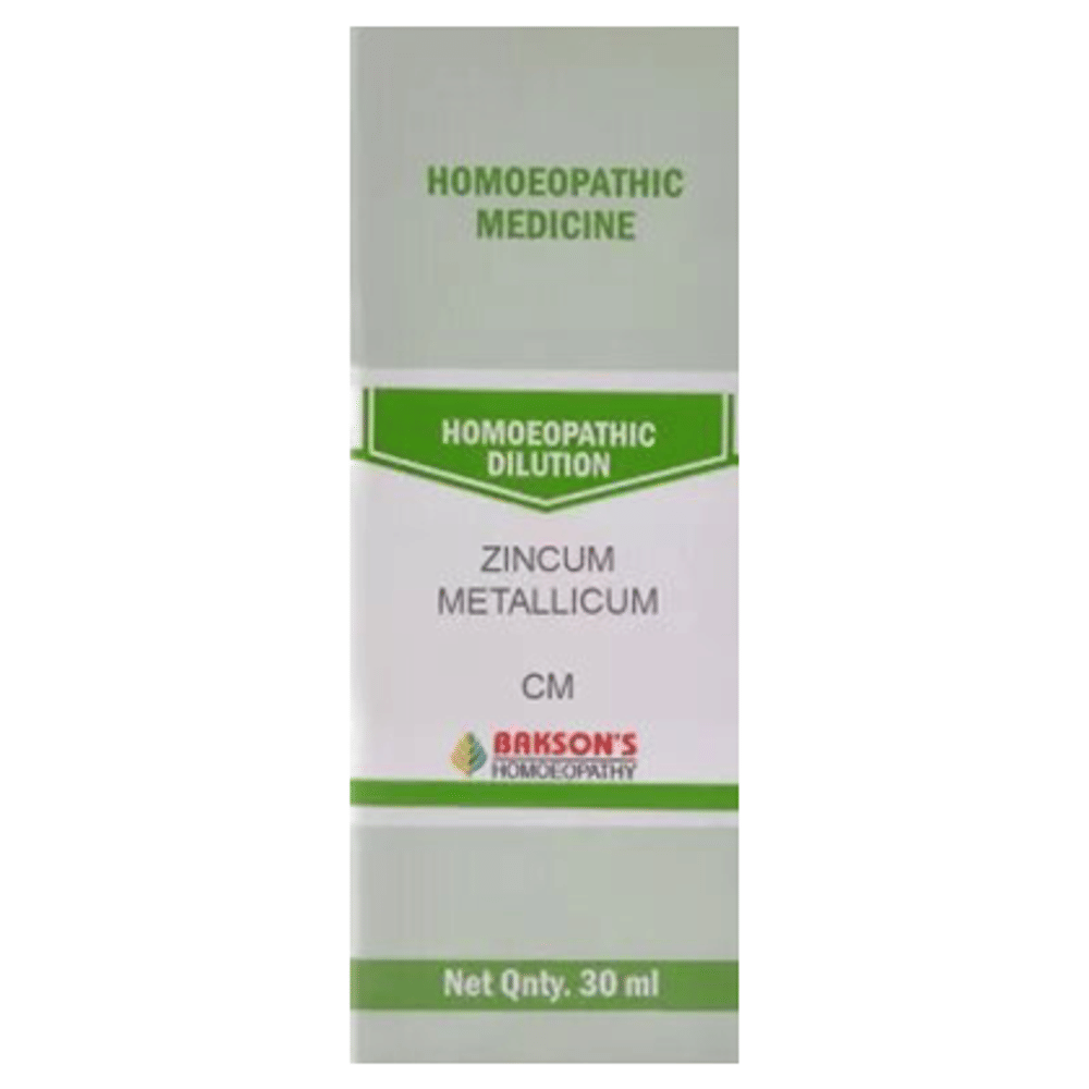 Bakson's Homeopathy Zincum Metallicum  Dilution CM bottle of 30 ml Dilution