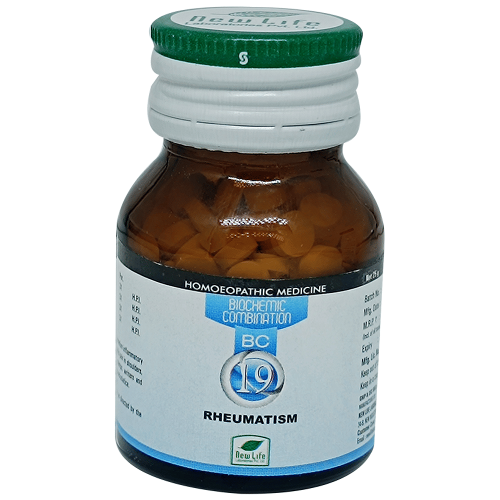 New Life Bio Combination No.19 Rheumatism bottle of 25 gm Biocombination Tablet New Life Bio Combination No.19 Rheumatism bottle of 25 gm Biocombination Tablet