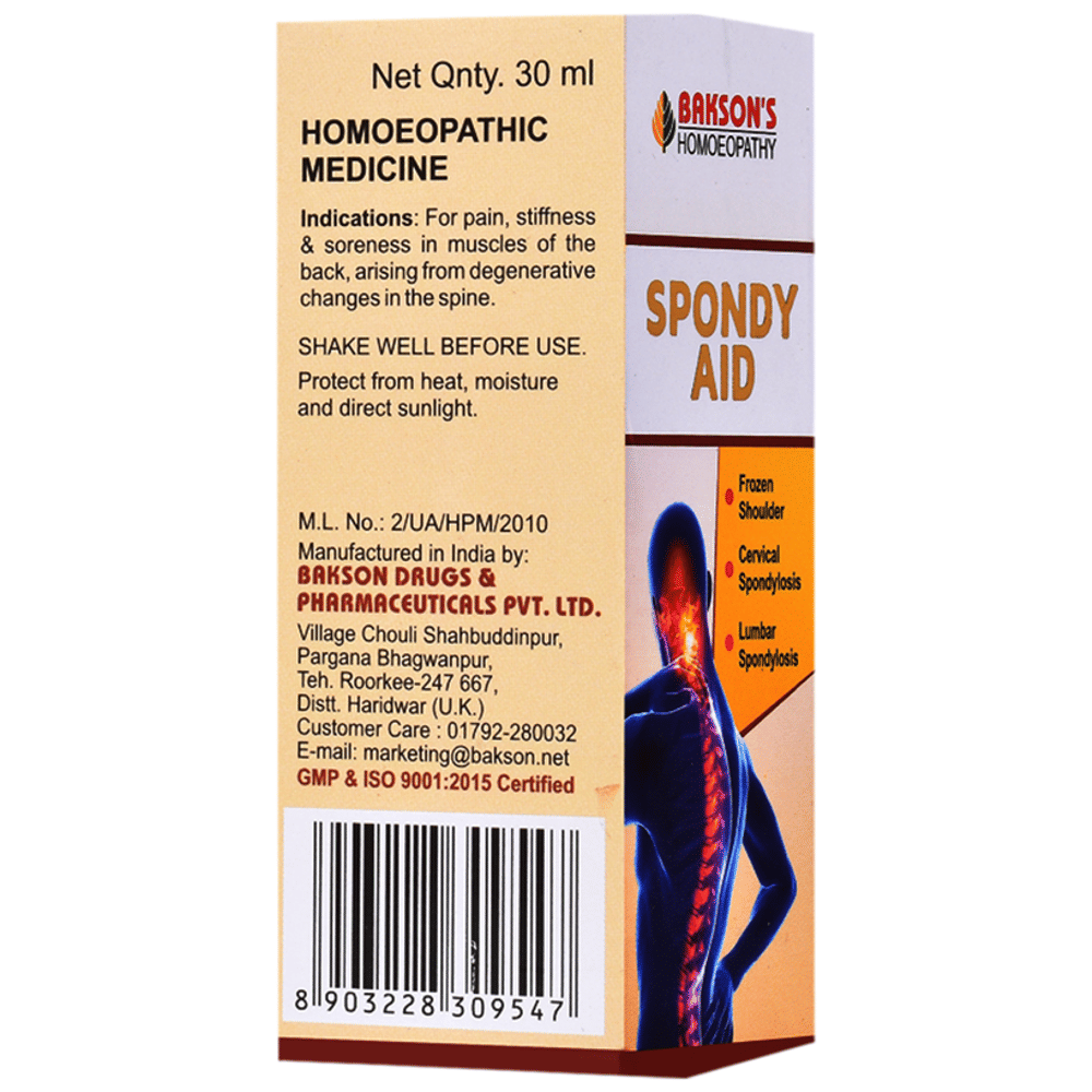 Bakson's Homeopathy Spondy Aid Drop bottle of 30 ml Drop Bakson's Homeopathy Spondy Aid Drop bottle of 30 ml Drop