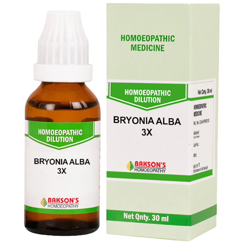 Bakson's Homeopathy Bryonia Alba Dilution 3X bottle of 30 ml Dilution