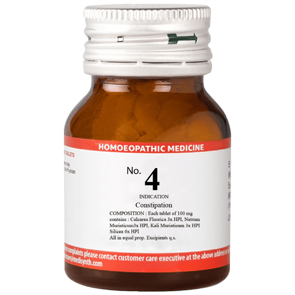 Medisynth Bio-chemic Combination No.4 Constipation bottle of 25 gm Biocombination Tablet Medisynth Bio-chemic Combination No.4 Constipation bottle of 25 gm Biocombination Tablet
