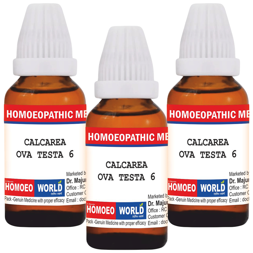 Dr. Majumder Homeo World Calcarea Ova Testa Dilution(30ml Each) 6 CH combo pack of 3 Packs