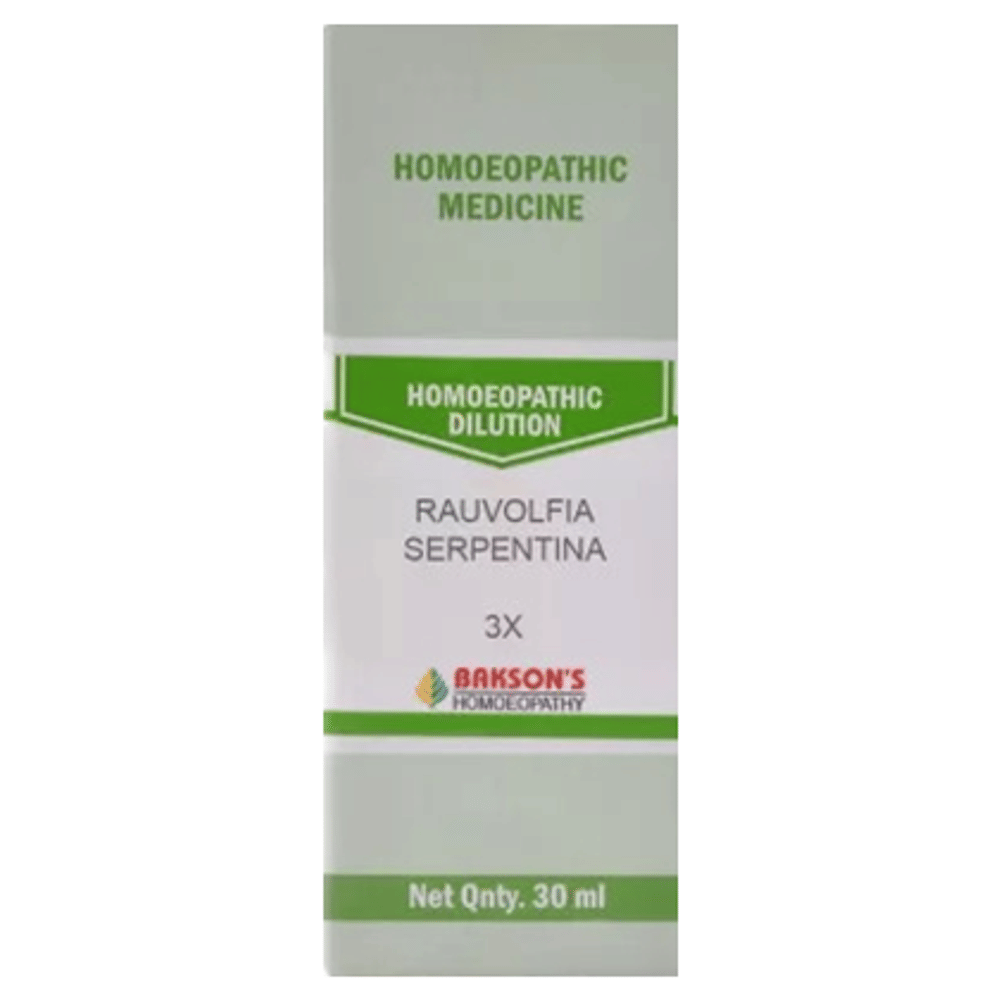 Bakson's Homeopathy Rauvolfia Serpentina Dilution 3X bottle of 30 ml Dilution Bakson's Homeopathy Rauvolfia Serpentina Dilution 3X bottle of 30 ml Dilution
