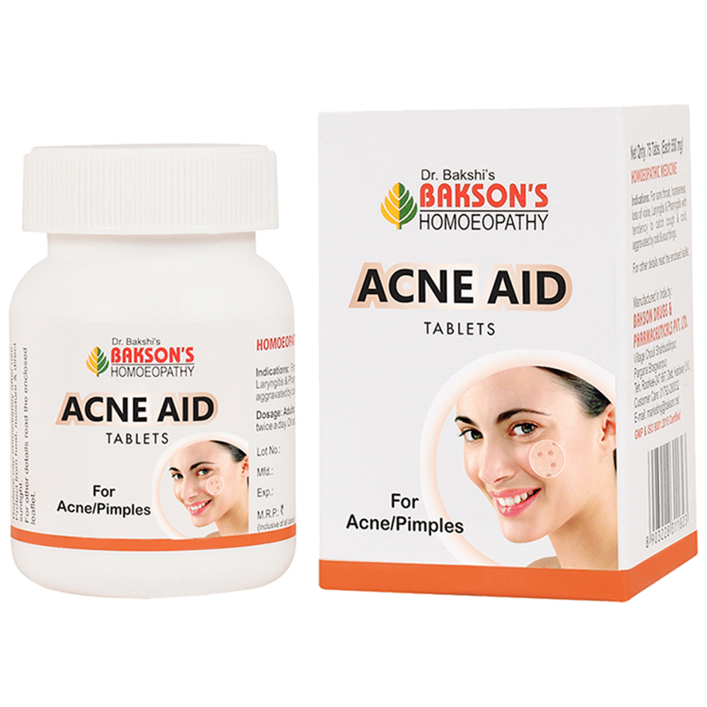 Bakson's Homeopathy Acne Aid Tablet bottle of 75 tablets