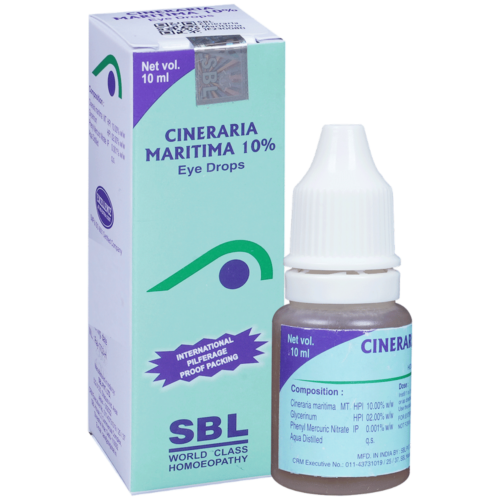 SBL Cineraria Maritima 10% Eye Drop | For Clouding of Vision, Haziness & Eye Care bottle of 10 ml Eye Drop