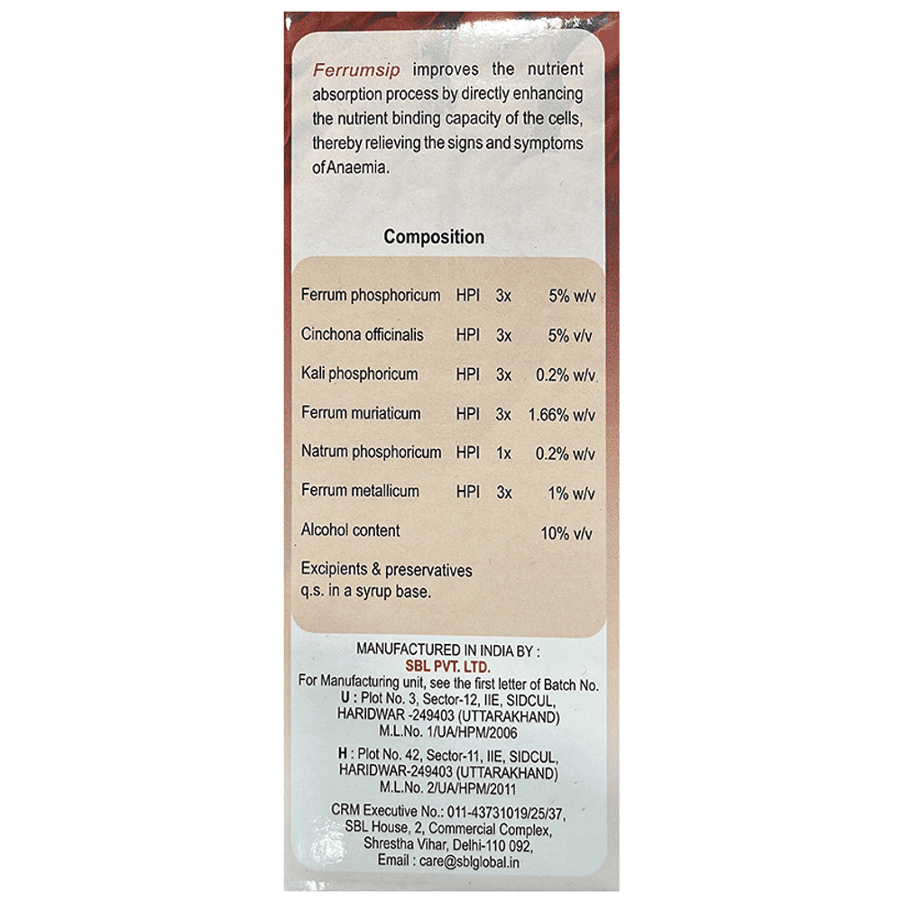 SBL Ferrumsip Syrup bottle of 500 ml Syrup