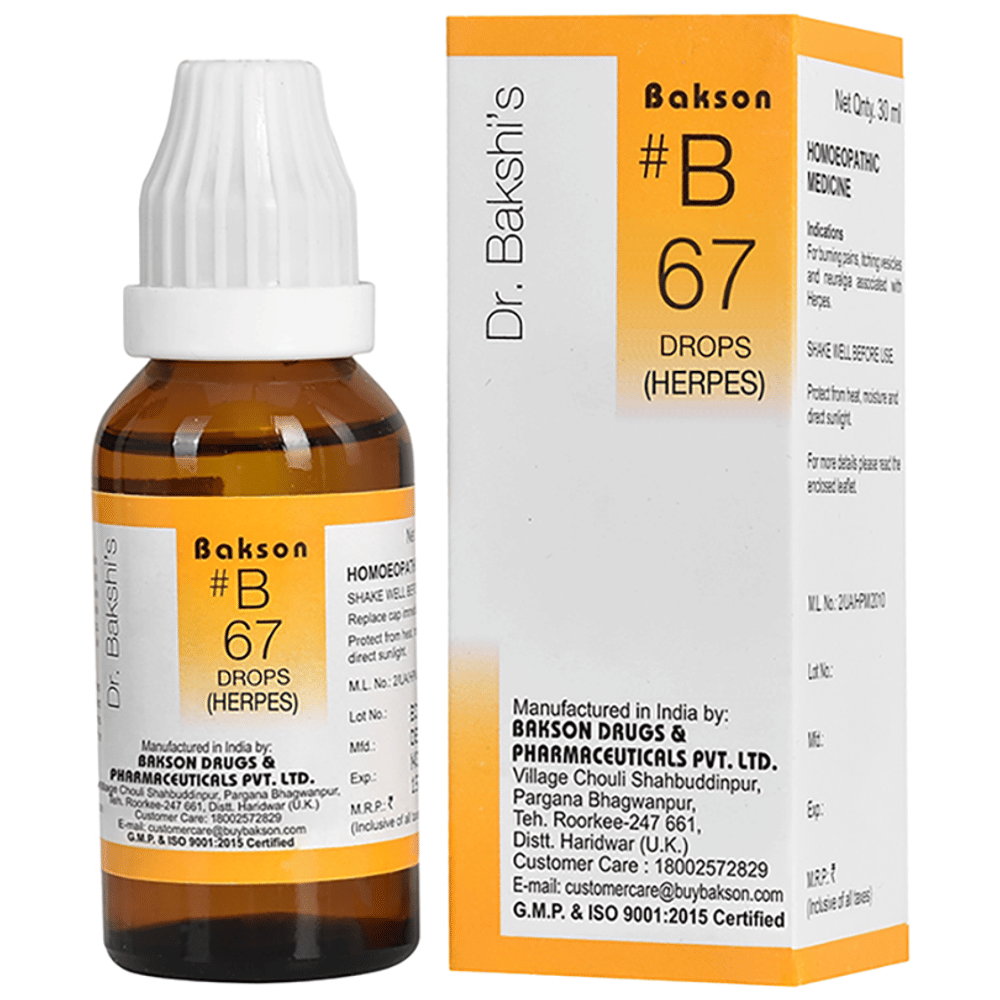 Bakson B67 Herpes Drop bottle of 30 ml Drop