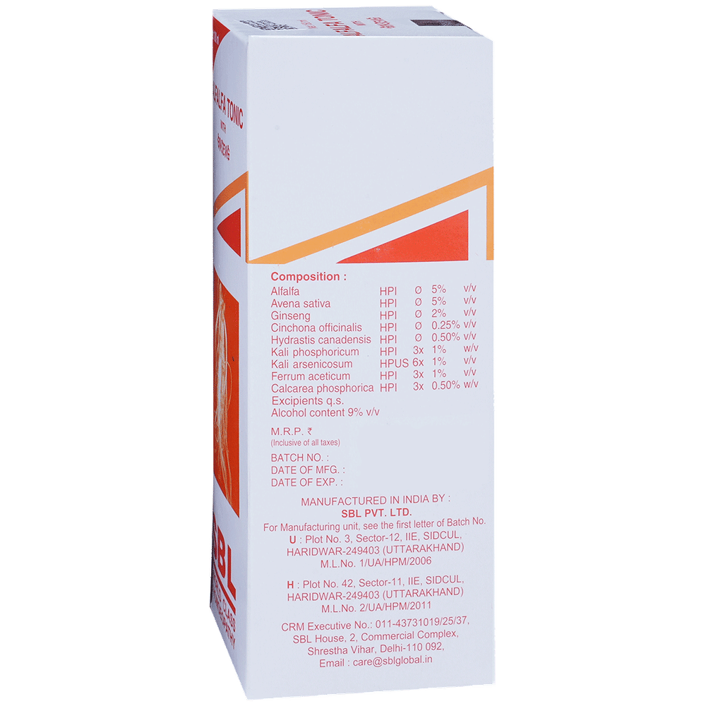 SBL Alfalfa Tonic with Ginseng bottle of 180 ml Tonic SBL Alfalfa Tonic with Ginseng bottle of 180 ml Tonic