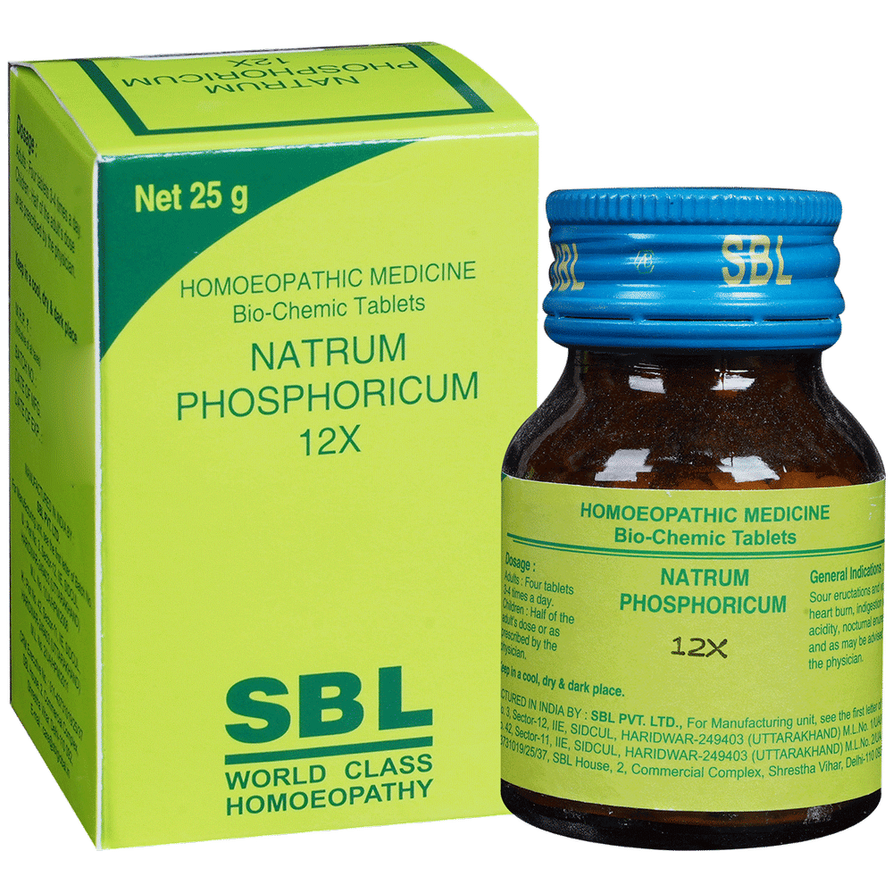 SBL Natrum Phosphoricum Biochemic Tablet 12X bottle of 25 gm Biochemic Tablet