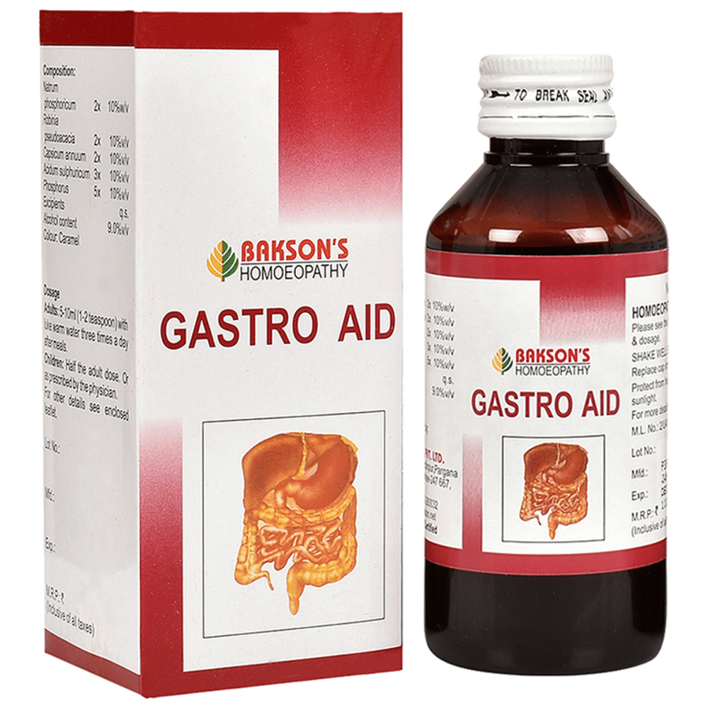 Bakson's Homeopathy Gastro Aid Syrup bottle of 115 ml Syrup