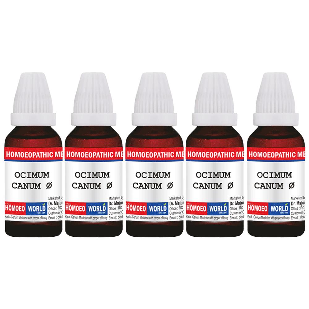 Dr. Majumder Homeo World Ocimum Canum Mother Tincture (30ml Each) Q combo pack of 5 bottles