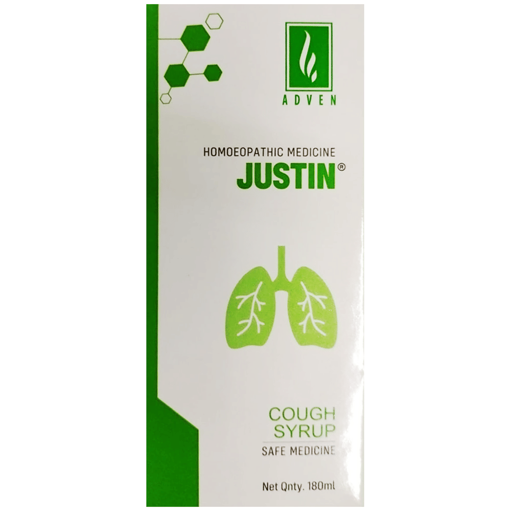 Adven Justin Cough Syrup bottle of 180 ml Syrup
