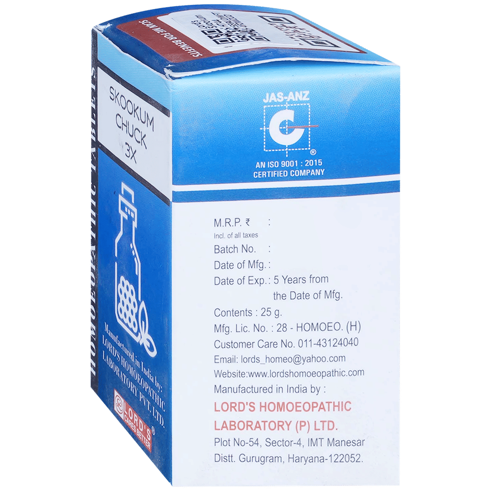 Lord's Skookum Chuck Trituration Tablet 3X bottle of 25 gm Trituration Tablet