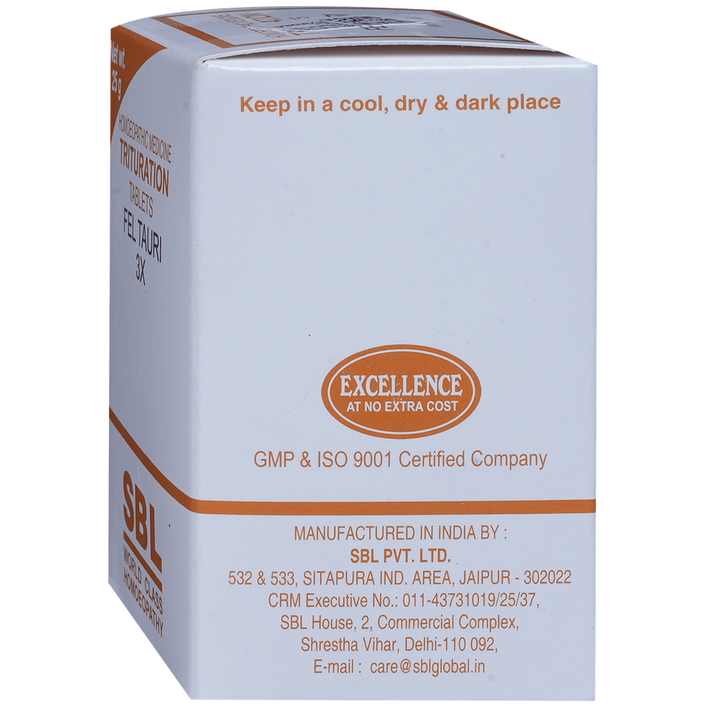 SBL Fel Tauri Trituration Tablet 3X bottle of 25 gm Trituration Tablet SBL Fel Tauri Trituration Tablet 3X bottle of 25 gm Trituration Tablet