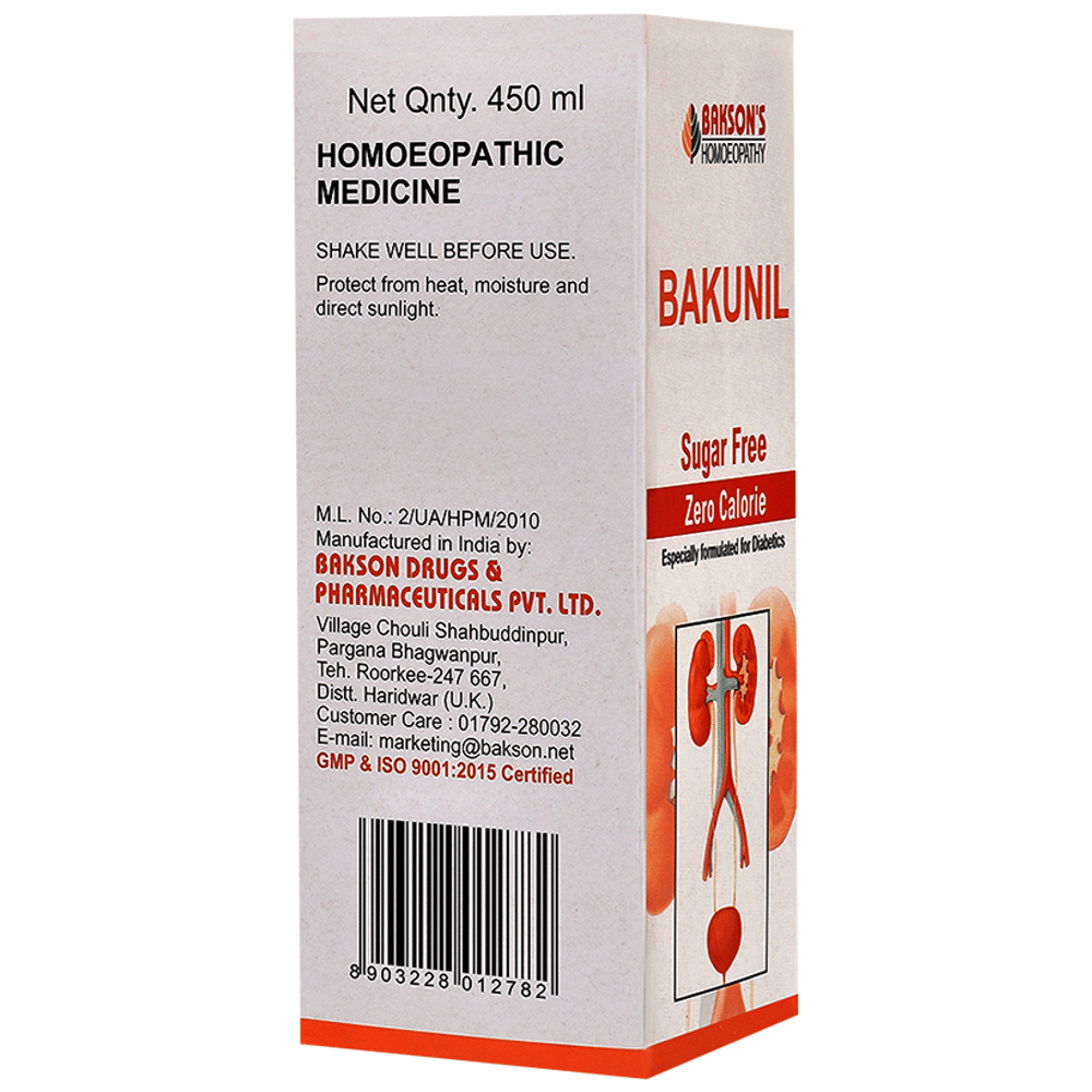Bakson's Homeopathy Bakunil Syrup Sugar Free bottle of 450 ml Syrup Bakson's Homeopathy Bakunil Syrup Sugar Free bottle of 450 ml Syrup