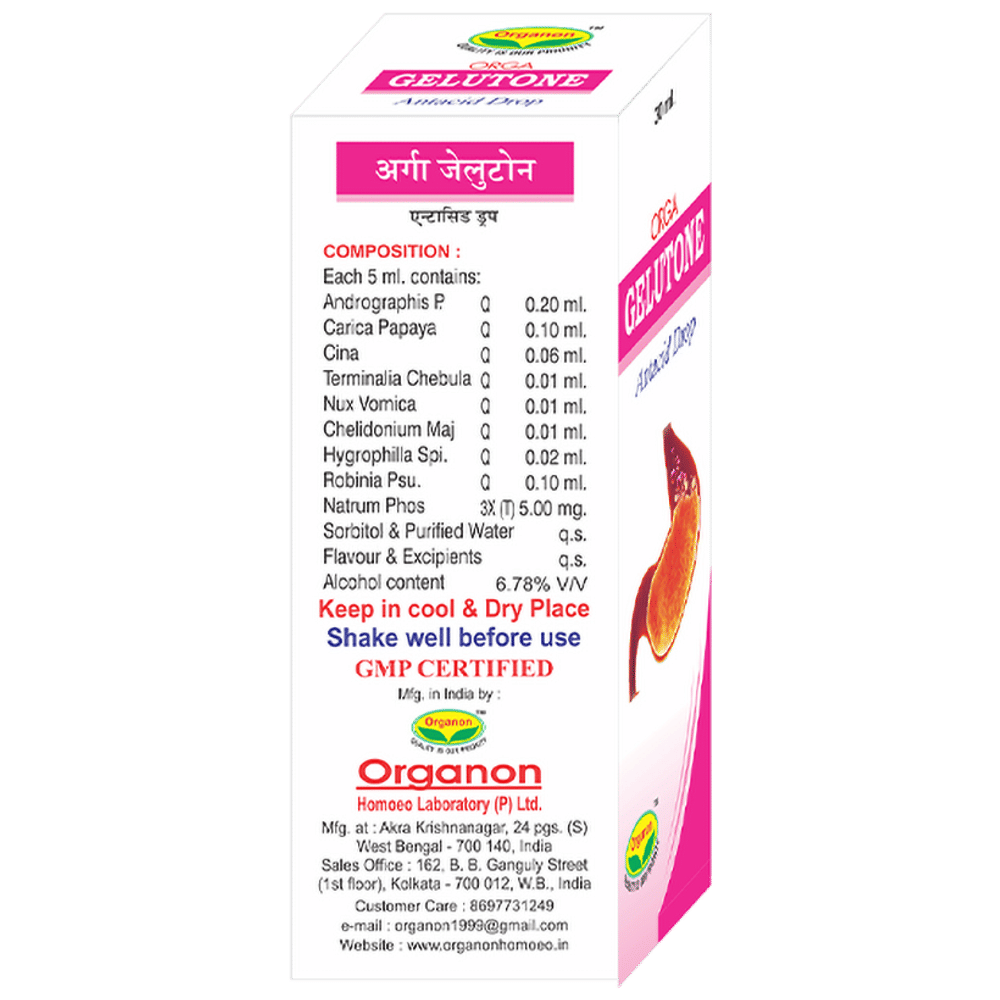 Organon Orga Gelutone Antacid Drop bottle of 30 ml Drop
