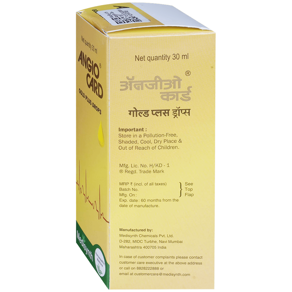 Medisynth Angio Card Gold Plus Drop bottle of 30 ml Drop Medisynth Angio Card Gold Plus Drop bottle of 30 ml Drop