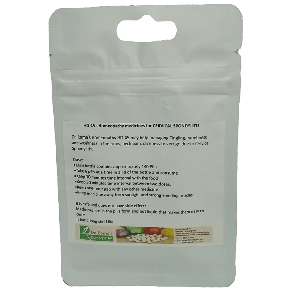 Dr. Romas Homeopathy HD-45 Cervical Spondylitis, 2 Bottles of 2 Dram packet of 2 bottles