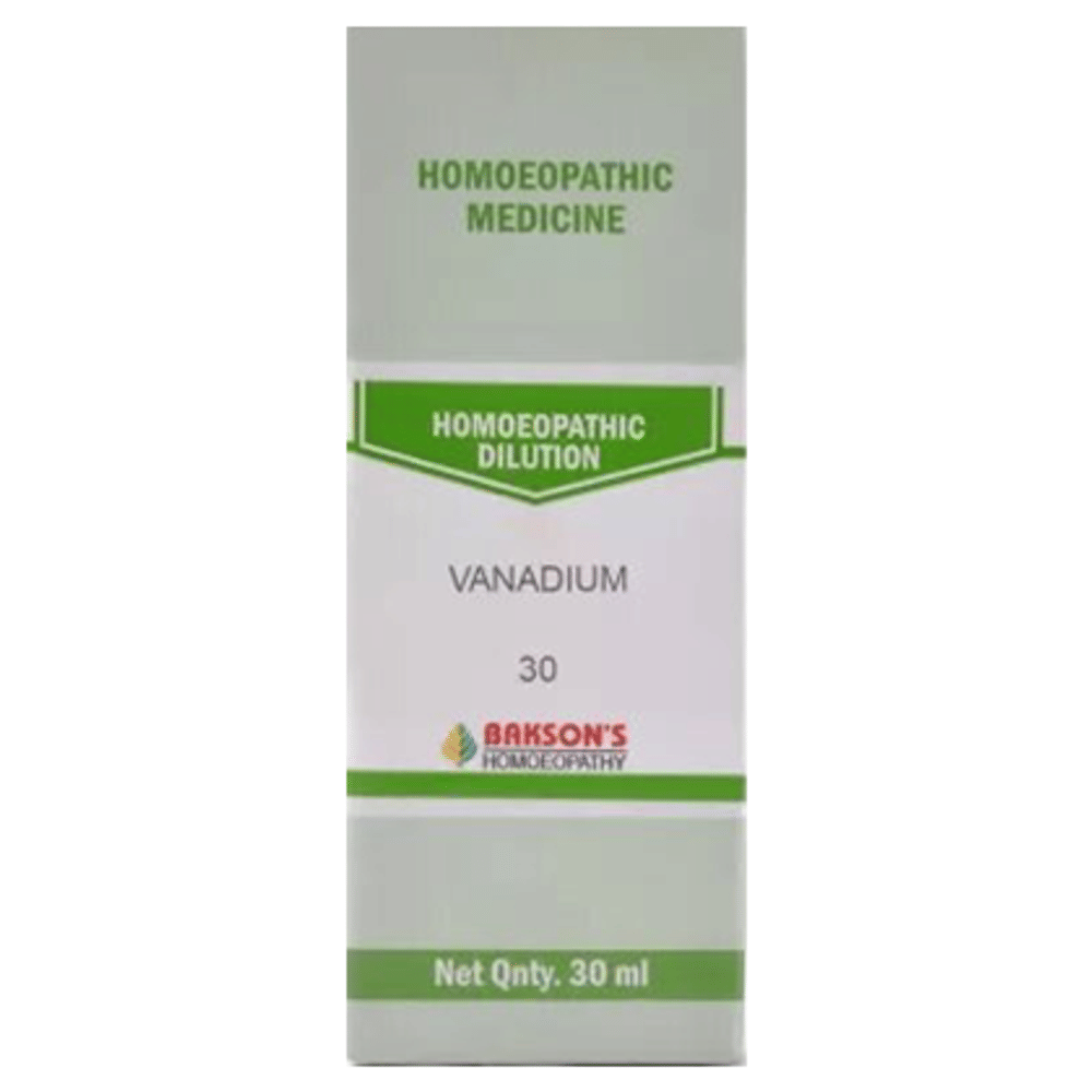 Bakson's Homeopathy Vanadium Dilution 30 bottle of 30 ml Dilution