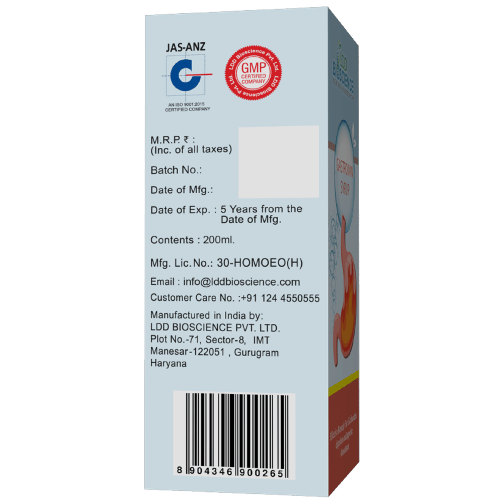 LDD Bioscience Gastromin Syrup bottle of 200 ml Syrup